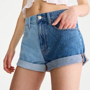 💚 Aeropostale Blue Two Tone High Rise Mom Short Size 12